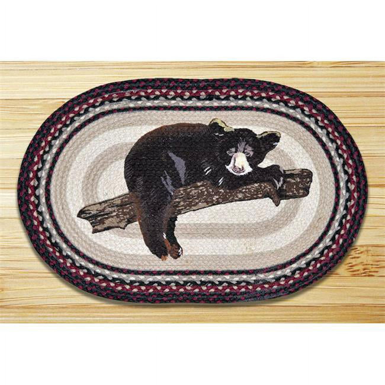 Handmade Black Bear Oval Cotton Chenille Rug