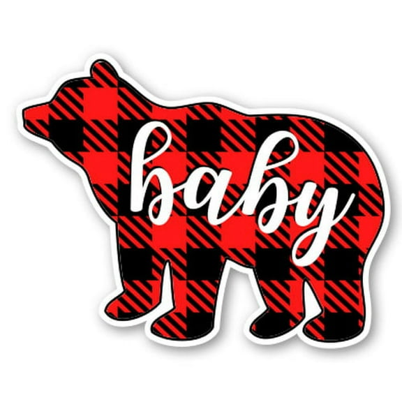 Baby Bear Plaid - 12" Vinyl Sticker Waterproof Decal