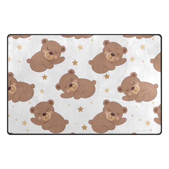 Baby Bear Sleeping Pattern Memory Foam Area Rug 31"x20" Non Slip, Absorbent, Fade Proof for Living Room, Bedroom, Office