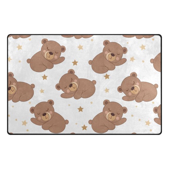 Baby Bear Sleeping Pattern Memory Foam Area Rug 60"x39" Non Slip, Absorbent, Fade Proof for Living Room, Bedroom, Office