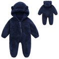 thumbnail image 1 of Baby Jumpsuit Cute Bear Ear Hooded Romper Outfits Boy Winter Outfits for Boys 3-6 Months, 1 of 6