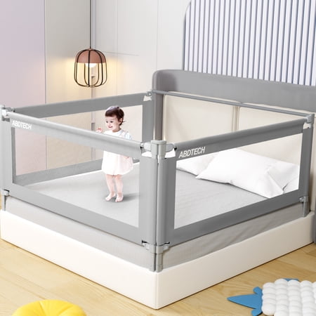 Baby Bed Guard Rail for Toddlers, 3 Packs Bed Guardrail with Protective Bar For King Size Bed 78.7x78.7x74.8”, Reinforced Large S Structure & Height Adjustable