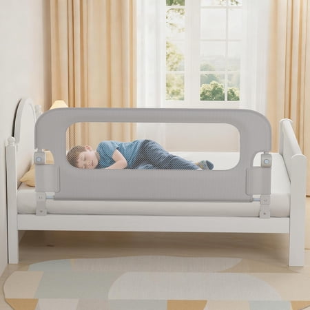 Baby Bed Rail Guard for Toddlers - 70" Toddler Bed Rails for Twin, Full, Queen, King Bunk Size Bed Swing Down Bedrail Extral Tall Child Safety Side Railing Guards for Kids Gray