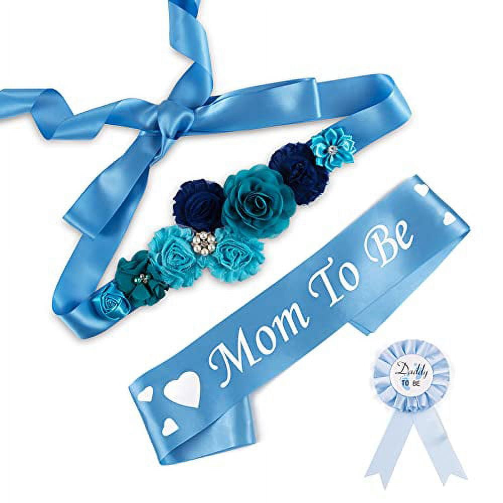 Welcome Baby Shower Mom To Be It's a Boy Sash Blue Bottle