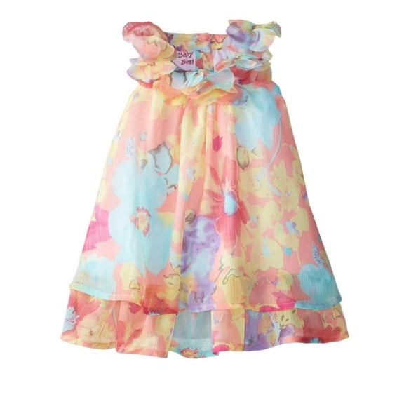 Baby Beri Infant Girls Floral Chiffon Dress Layered Sun dress 3-6m