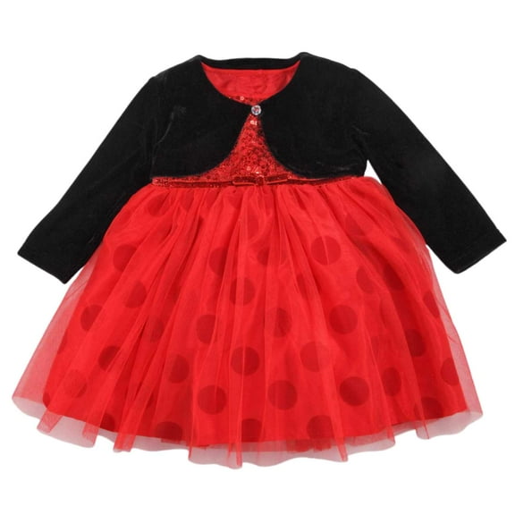 Baby Beri Toddler Girls 2PC Red Sequin Holiday Party Dress Caplet