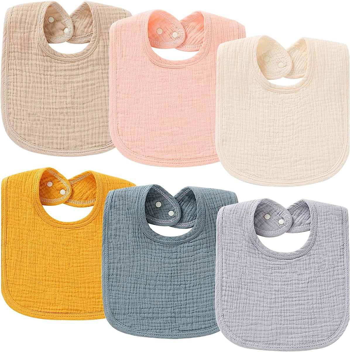 Baby Bibs 6 Pack Baby Drool Bibs Cotton for Unisex Boys Girls, 6 Solid Colors Set for Teething