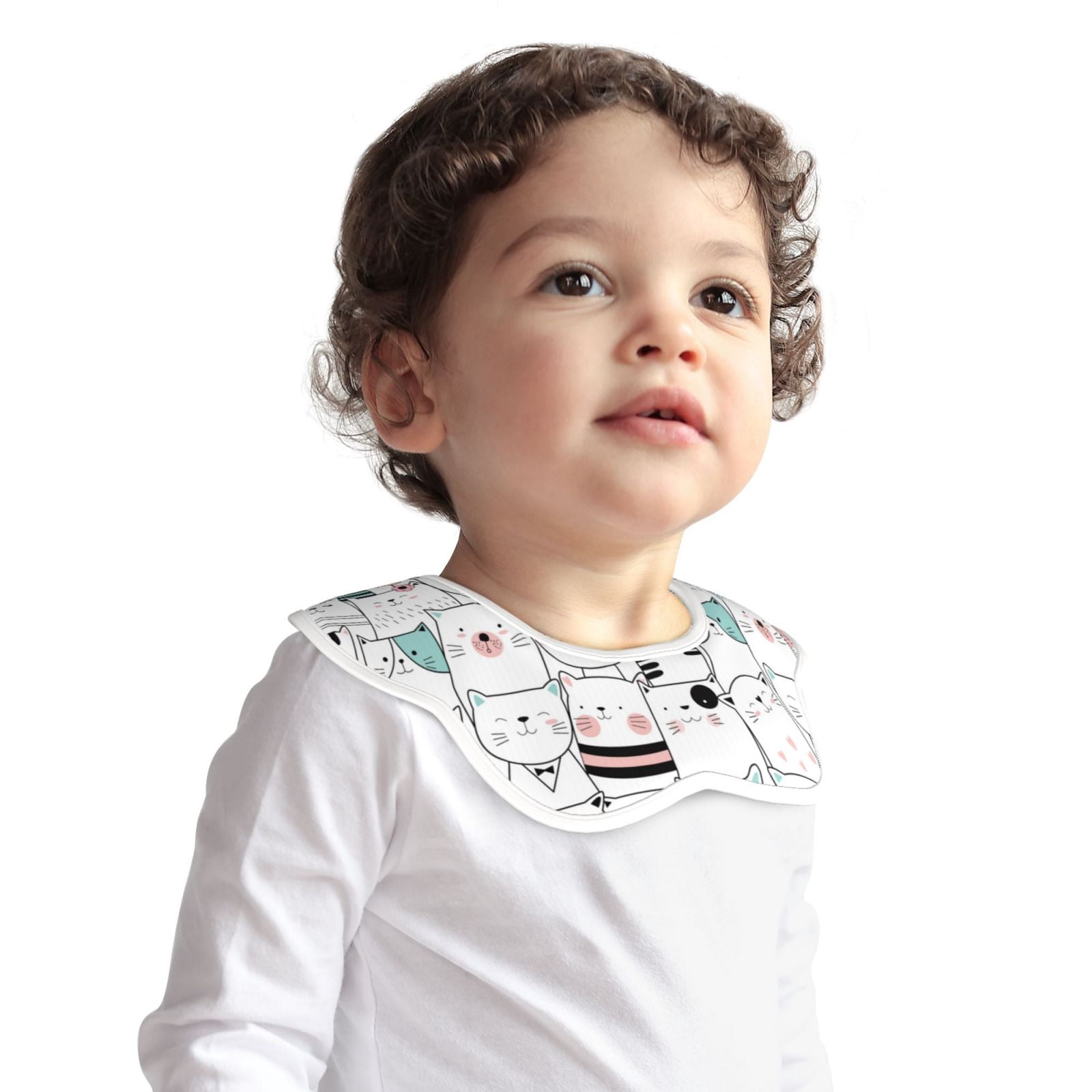 Baby Bibs - Funny Cute Cartoon Cat Muslin Baby Drool Bibs for Baby Girl ...