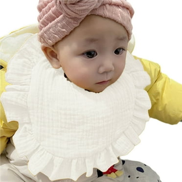 Baby Bibs Infant Babys Towel Ruffle Cotton Lace Cute Bag Bibs Burp Cloths Solid Color Outwear Baby Clothes White