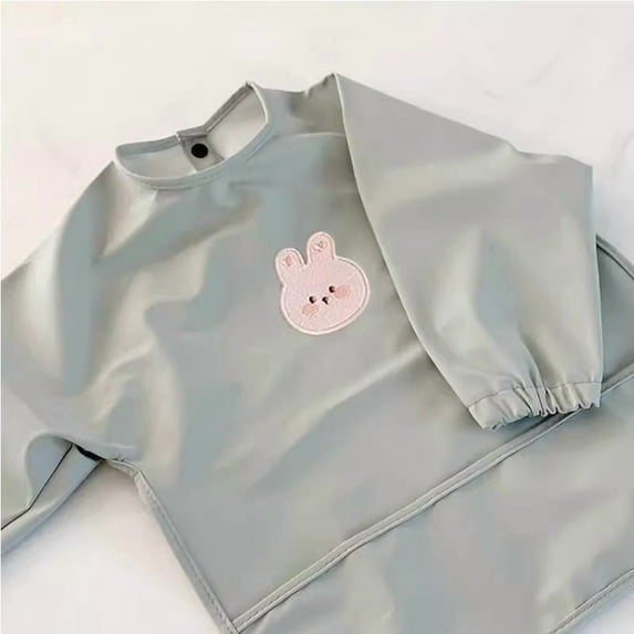 Baby Bibs Newborn Baberos Bavoir Waterproof Long Sleeve Apron Pocket Children Feeding Accessories Burp Cloth Bib Eating Stuff (Green Bunny,12-24 M)