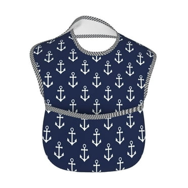 Baby Bibs Waterproof Toddler Bib Anchor Motif Feeding Bib With Pocket For Infant