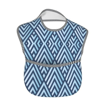 Baby Bibs Waterproof Toddler Bib Light Blue Geometric Square Continuous Background Feeding Bib With Pocket For Infant