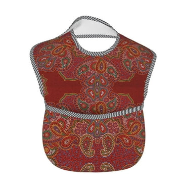 Baby Bibs Waterproof Toddler Bib Paisley Floral Print Feeding Bib With Pocket For Infant