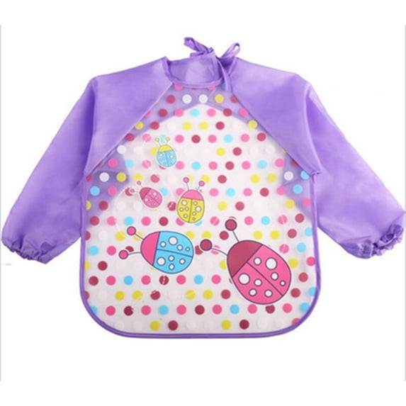 Baby Bibs for Eating Cartoon Long Sleeve Feeding Apron Toddler Boys Gilrs Waterproof Bibs E