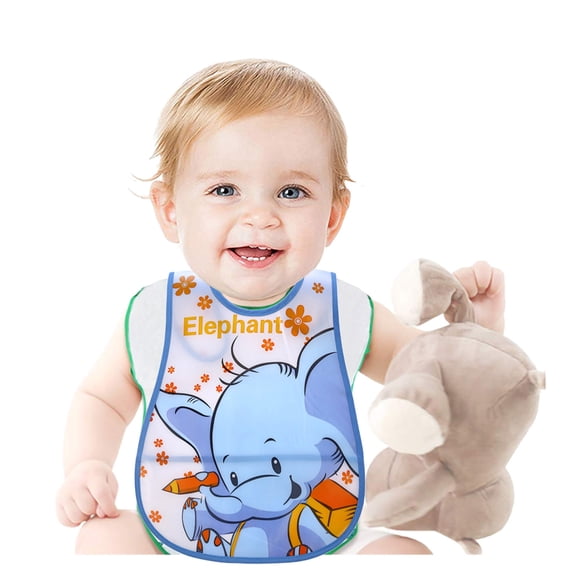 Baby Bibs for Eating Cartoon Sleeveless Feeding Apron Waterproof Comfortable Keababies Bibs D