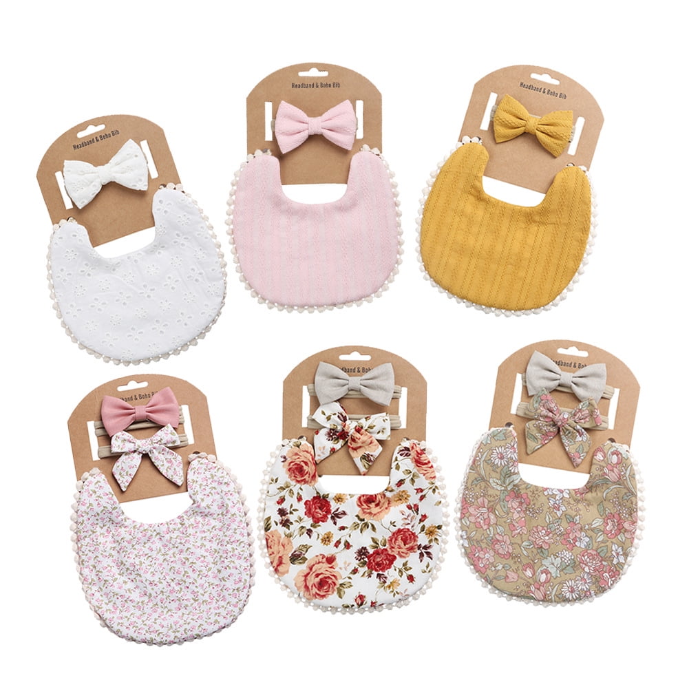 Baby Bibs for Girls Reversible Boho DoubleDeck Cotton Drooling Bibs