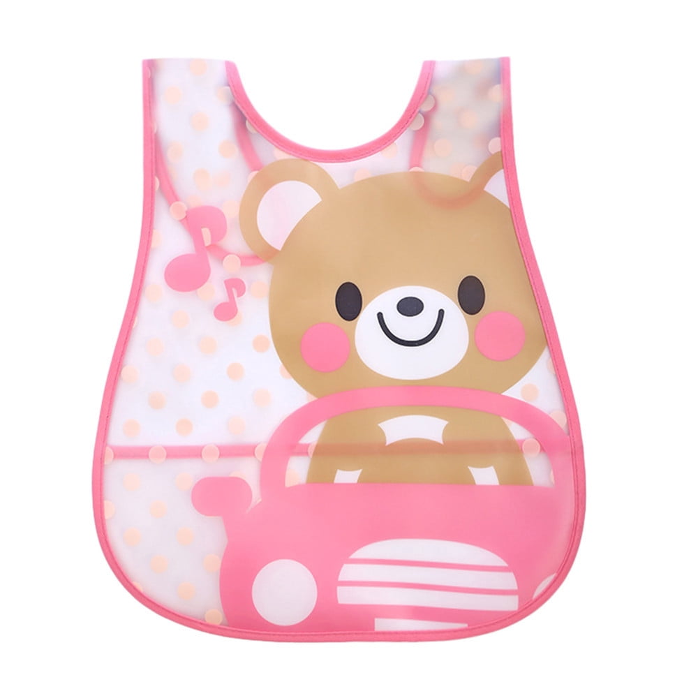 Baby Bibs with Plastic Back Toddler Cartoon Sleeveless Waterproof Feeding Apron Bib Smock Bibs for Babies and Toddlers