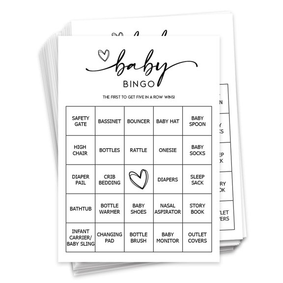 Baby Bingo Game 50 Unique Cards Preforated Calling Cards Gender Neutral 1 Pack