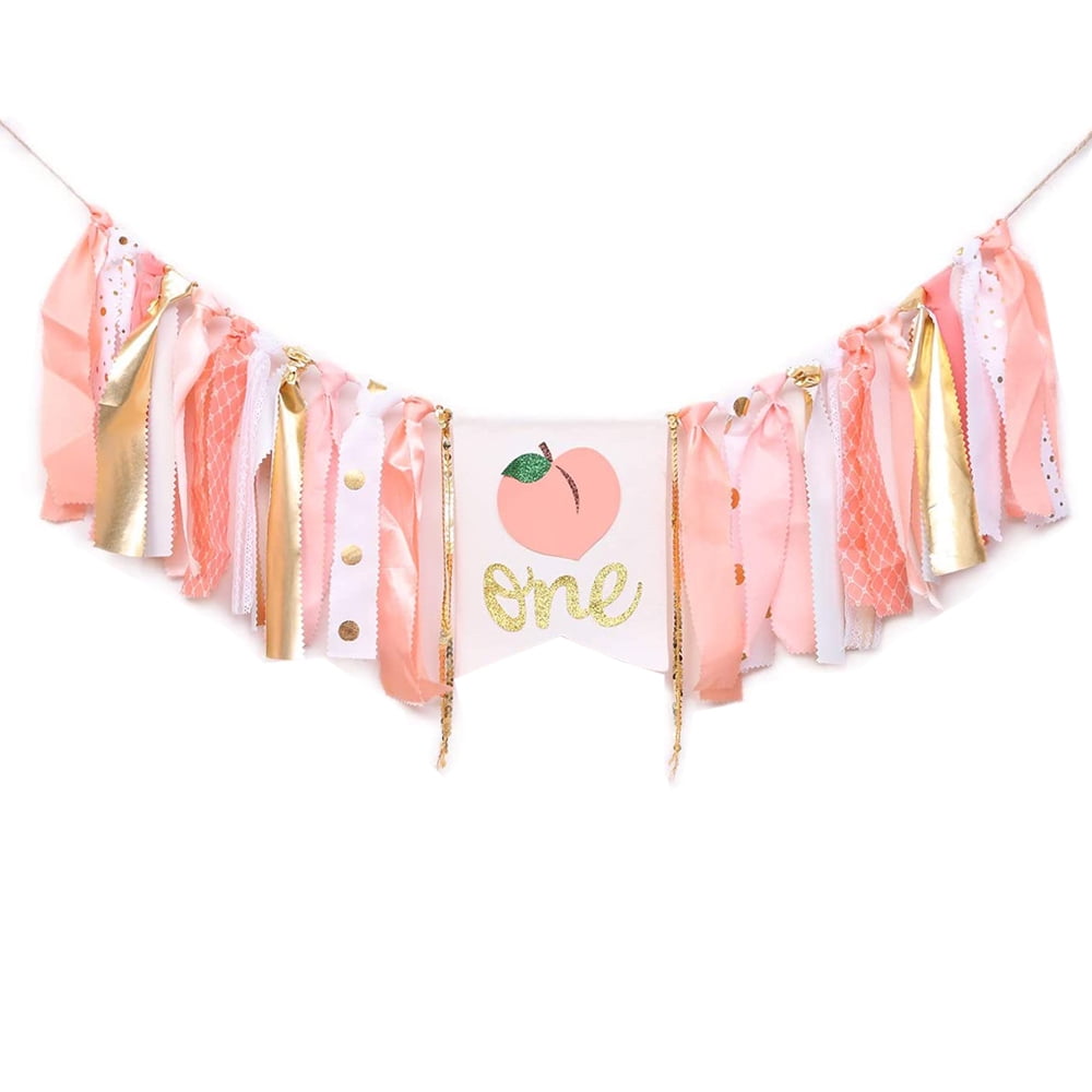 Peach 1st Birthday High Chair Banner - Party Decor