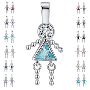 Baby Birthstone Pendant Charm by Ginger Lyne, Girl March Blue Cubic Zirconia Sterling Silver