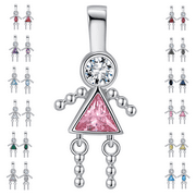 Baby Birthstone Pendant Charm by Ginger Lyne, Girl October Pink Cubic Zirconia Sterling Silver