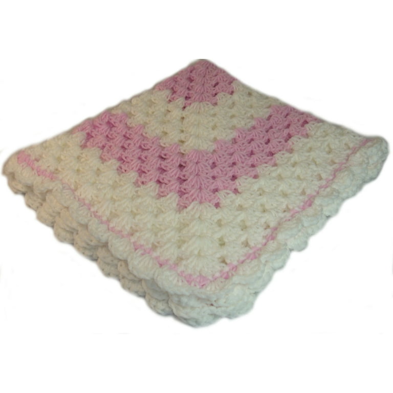 Baby Blanket Color Pink and White Size 30 x30 Grandma s Best Choice Perfect Size for Stroller Car Seat or Lap