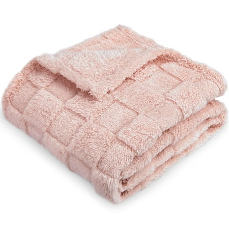 Baby Blanket for Girls 3D Checkerboard Grid Ultra- Soft Fluffy Toddler Blanket for Kids Warm Cozy Chessboard Chocolate Design Infant Blanket 30 x 40 Inches,Pink