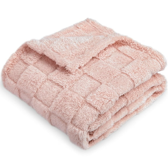 Baby Blanket for Girls 3D Checkerboard Grid Ultra- Soft Fluffy Toddler Blanket for Kids Warm Cozy Chessboard Chocolate Design Infant Blanket 30 x 40 Inches,Pink