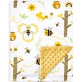 thumbnail image 1 of Baby Blanket for Girls Soft Plush Minky Blanket with Double Layer Dotted Backing for Infant Picnic Traveling with Cute Animals Multicolor Printed 30 x 40 Inch (Yellow Bees), 1 of 4