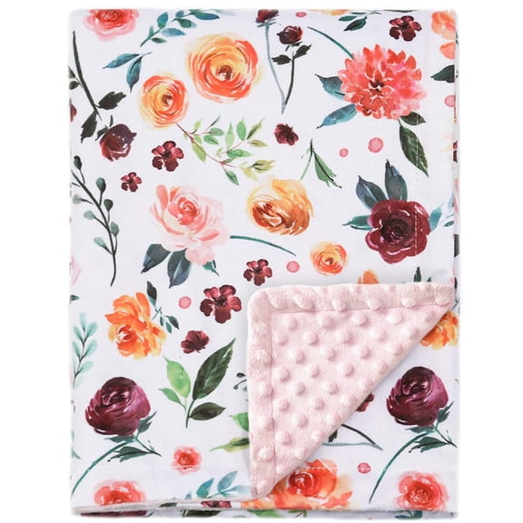 BORITAR Dual Sided Lightweight Polyester Flower Baby Blanket, 30 x 40 inch