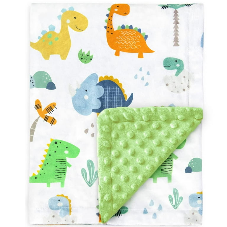 Super Soft Minky Dino Plush Baby Blanket for Boys Girls with Dotted Backing Dinosaurs Print 30 x 40 Inches Walmart