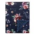 thumbnail image 1 of BORITAR Sunflower Toddler Blanket, Super Soft Double Layer Minky, Dark Blue Floral Print, 30x40 Inch, 1 of 7
