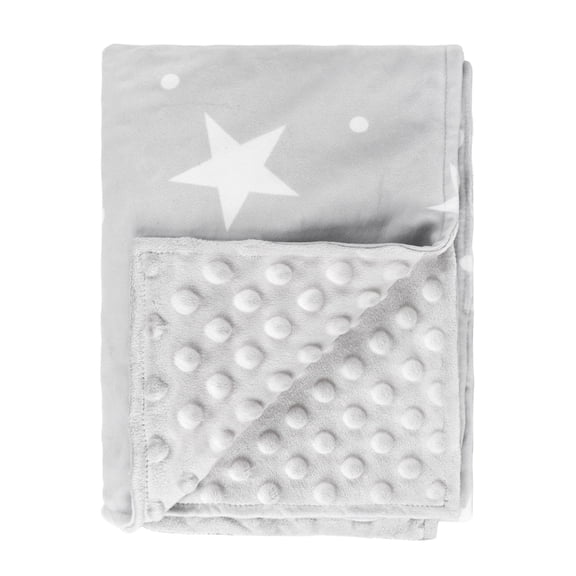 Beavtaens Baby Blanket, Double Layer Dotted Backing, Soft Plush for Newborn, 30"x 40", Grey Stars