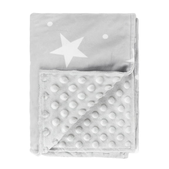 Beavtaens Baby Blanket, Double Layer Dotted Backing, Soft Plush for Newborn, 30"x 40", Grey Stars