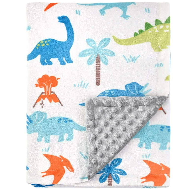 Baby Blanket for Kids Super Soft Minky Blanket with Dotted Backing Toddler Blanket with Dinosaurs Multicolor Printed 30 x 40 inch 75x100cm
