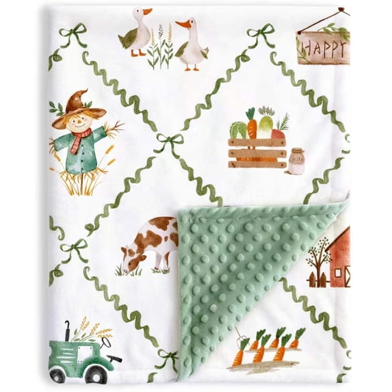 Cow Farm Baby Blanket for Boys Girls Plush Toddler Receiving Clearance Blankets with Double Layer Dotted Backing 30 x 40 Inch