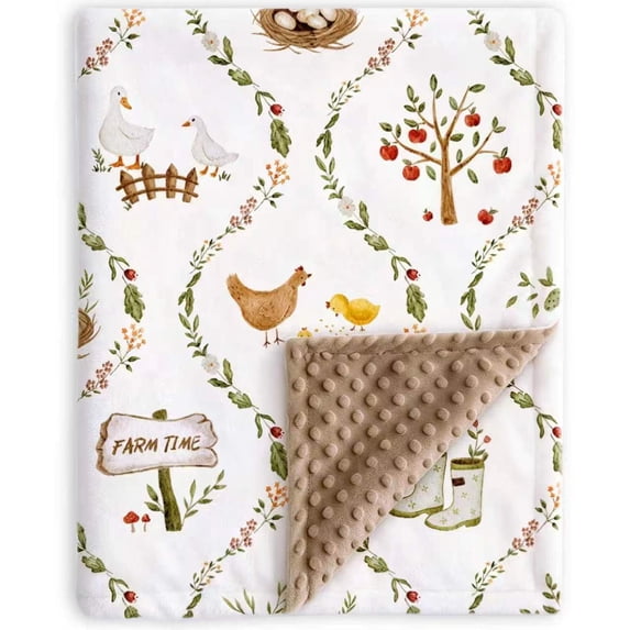 Farm Animals Baby Blanket for Boys Girls Plush Toddler Receiving Clearance Blankets with Double Layer Dotted Backing 30 x 40 Inch