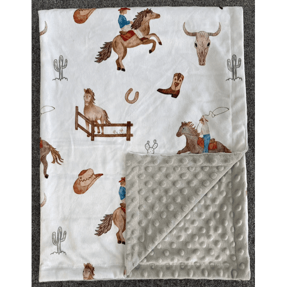 Baby Blanket for Unisex Boys Girls Soft Lightweight Minky with Double Layer Dotted Backing