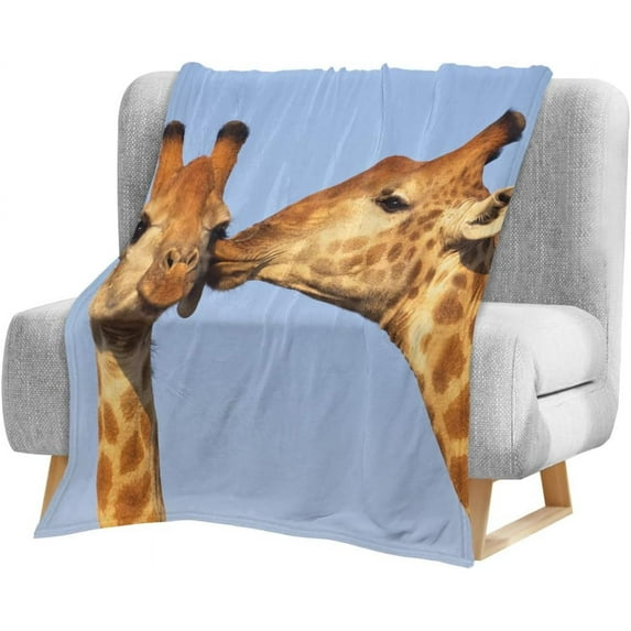 Baby Blankets Fleece Plush Throw Fuzzy Lightweight Super Soft Microfiber Flannel Blankets for Toddler and Kids Receiving Blankets Luxurious Warm and Cozy Giraffe Being Kissed Animal Print 30"x40"