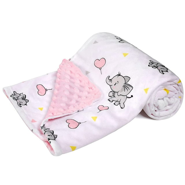 Baby Blankets, Soft Plush Baby Blankets for Girls with Soothing Raised Dots, Double Layer Bed