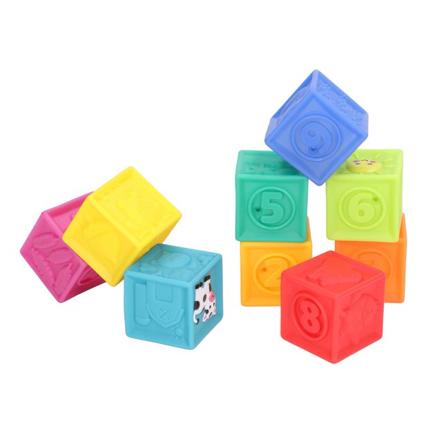 Baby Blocks Early Learning Soft Silicone Stacking Block with Footprint