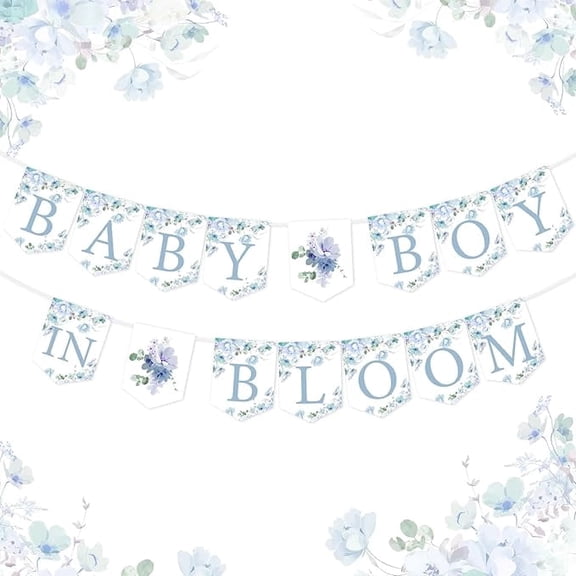 Baby in Bloom Baby Shower Decor Boy with Baby in Bloom Banner Flower Decor Baby in Bloom Baby Shower Decoration Blue Welcome Baby Decorations for Blue Floral Baby Shower Newborn Party