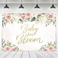 thumbnail image 1 of Baby in Bloom Backdrop Pink Flower Baby Shower Photography Background for Girl Rustic Floral Watercolor Rose Blossom Gold Dot Newborn Birthday Banner Party Decorations Banner Photo Booth Props, 1 of 4