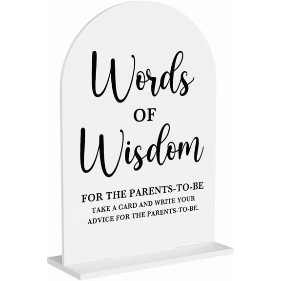 Baby in Bloom Shower Decorations, Baby Shower Sign, Newborn Gifts, Words of Wisdom Game Signs, Modern Calligraphy Arched Acrylic Table Top Signs With Stand for Gender Reveal Party Decoration