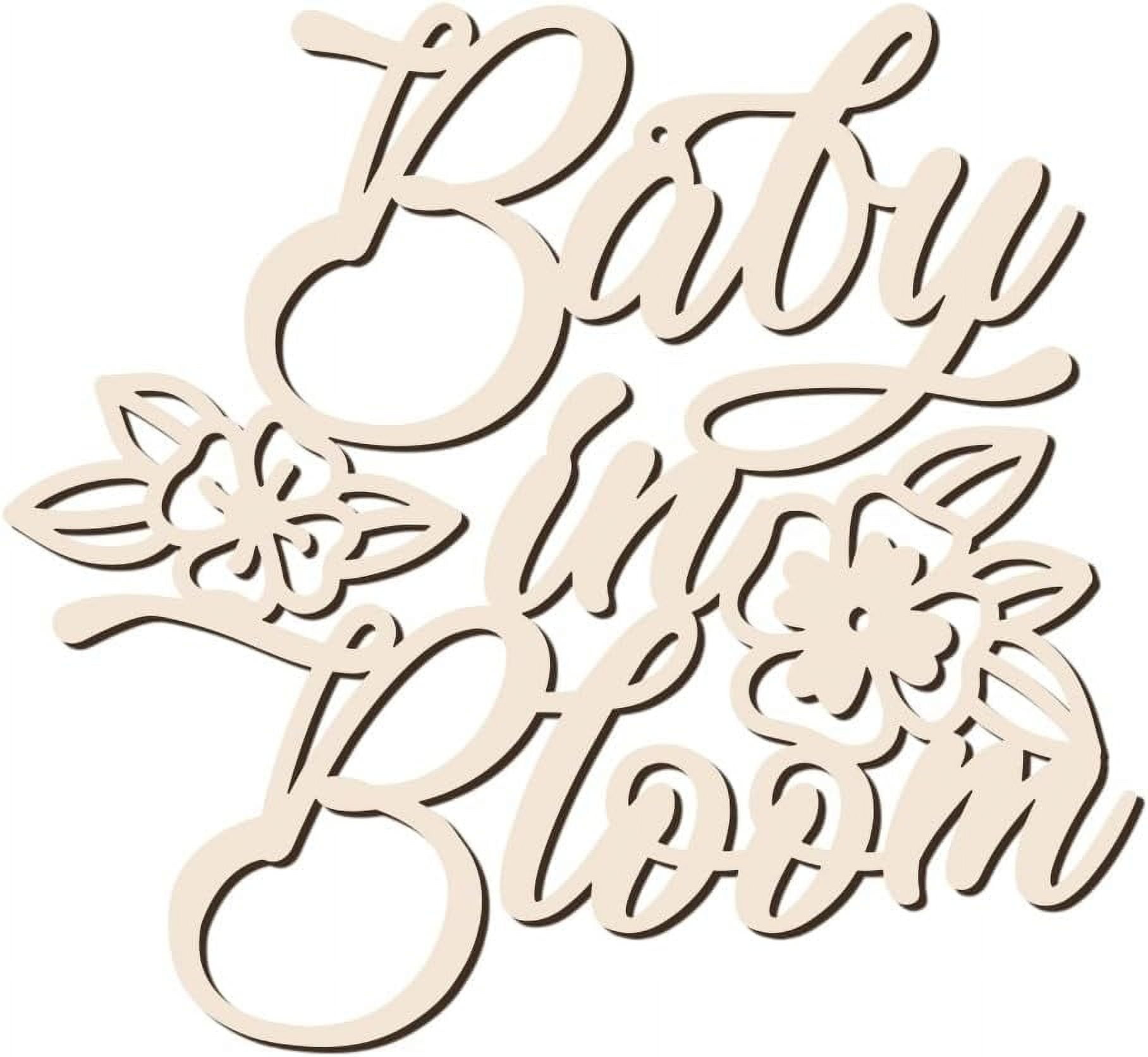 Baby in Bloom Wooden Sign for Baby Shower Baby in Bloom Gender Reveal Decorations Wall Hanging Art Decorations Wood Ornament for Birthday Photo Props 10.87x11.81