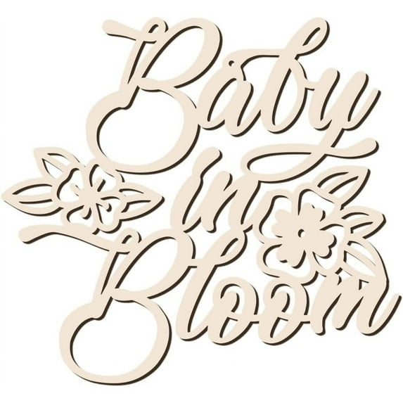 Baby in Bloom Wooden Sign for Baby Shower Baby in Bloom Gender Reveal Decorations Wall Hanging Art Decorations Wood Ornament for Birthday Photo Props 10.87x11.81