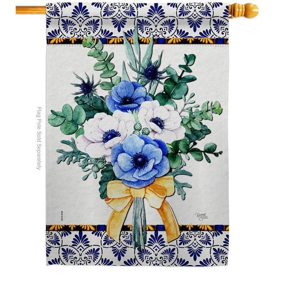 Baby Blue Bouquet Floral Double-Sided Garden Decorative House Flag, Multi Color