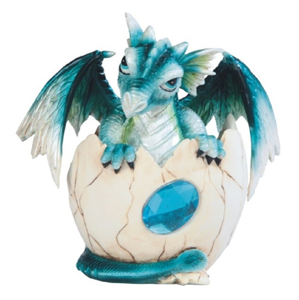 Baby Blue Dragon in Egg with Gem Fantasy Figurine March Birthstone ...