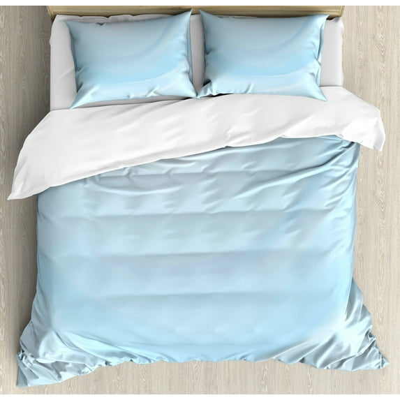 Baby Blue Duvet Cover Set King Size, Clean Looking Blend Blur Modern Abstract Soft Wavy Gradient Effect Illustration, Decorative 3 Piece Bedding Set with 2 Pillow Shams, Baby Blue, by Ambesonne