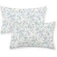 thumbnail image 1 of Baby Blue Floral Pillow Covers 12x20 Set of 2 Vintage Rustic Toile Chinoiserie Floral Throw Pillows Blue and Cream Flower Decorative Pillowcase Outdoor Decor Linen Cushion Case for Couch Sofa, 1 of 7